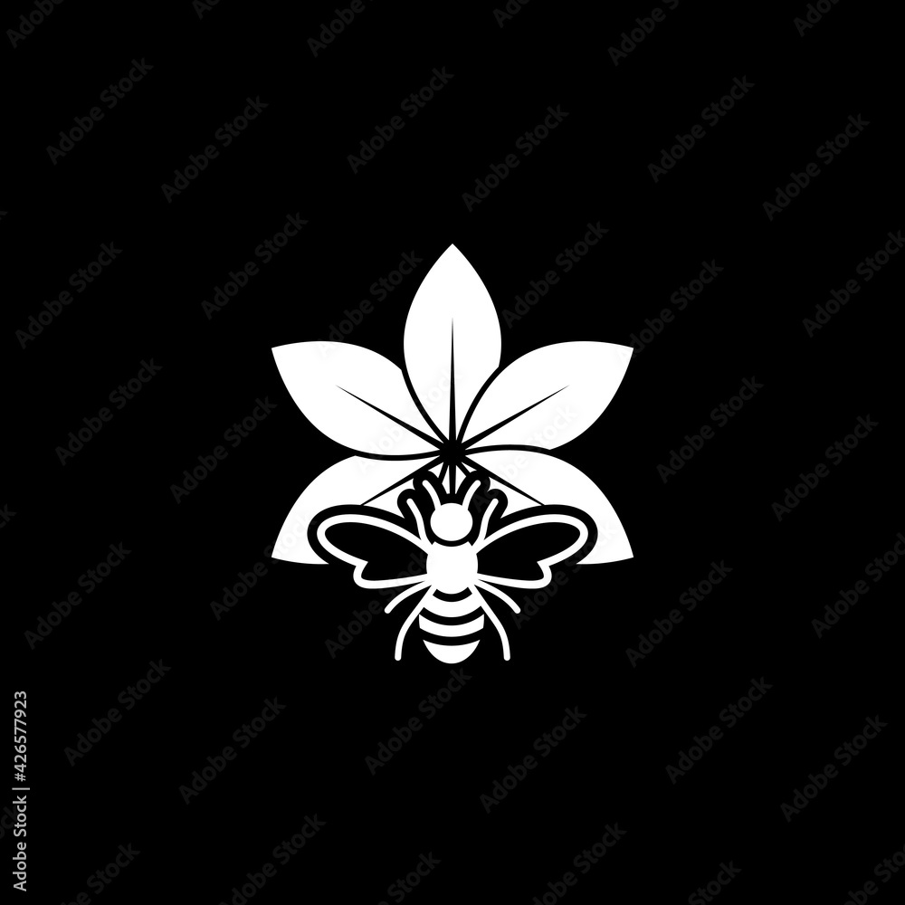 Bee logo icon isolated on dark background Bee logo icon isolated on dark background