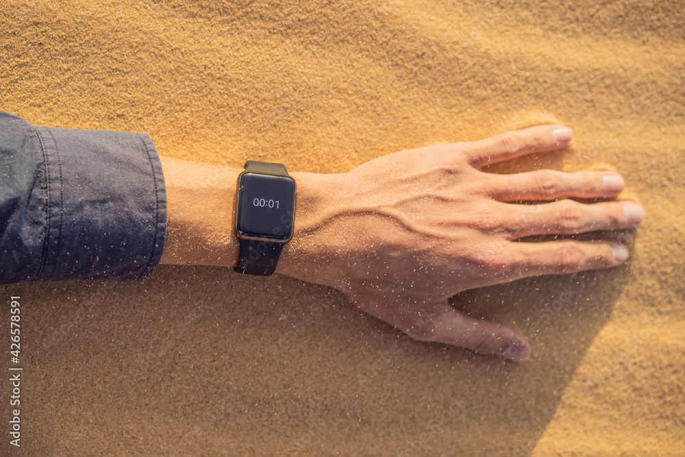 A timer with a countdown to climate change. Desert timer. Global