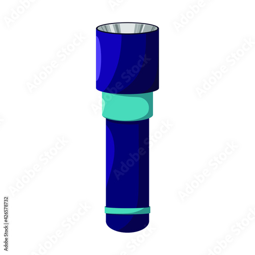 Blue handheld flashlight on white background