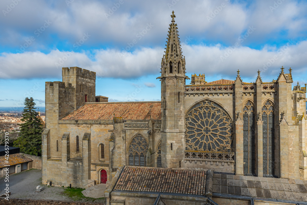 The Basilika of Saints Nazarius and Celsus church from the historical castle carcassone- cite de carcassone