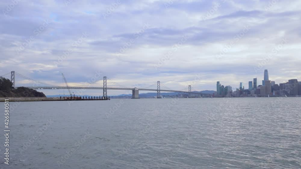 San Francisco buildings and Bay Bridge view San Francisco buildings and Bay Bridge view