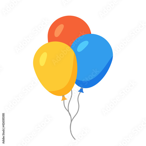 Balloon cartoon vector set, flat simple illustration