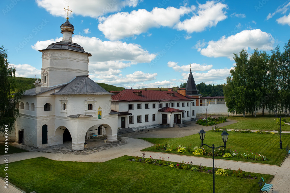 Obraz premium View of the Church of St. John the Evangelist in the Holy Dormition Monastery. Staritsa town, Tver region