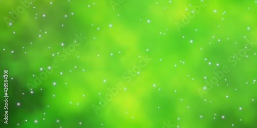 Light Green, Yellow vector background with small and big stars. © Guskova