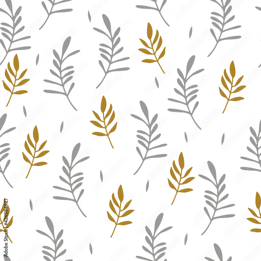 Seamless pattern of twigs, leaves and herbs. Vector Seamless pattern of twigs, leaves and herbs. Vector