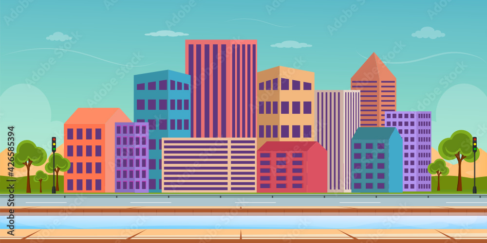 
A perfect view of cityscape background in editable design 

