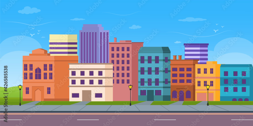 
Download cityscape wallpaper in flat editable vector 

