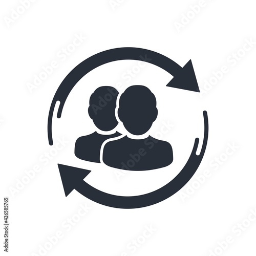 Customer retention and return. Relationship with customers. Practice management. Vector icon isolated on white background.