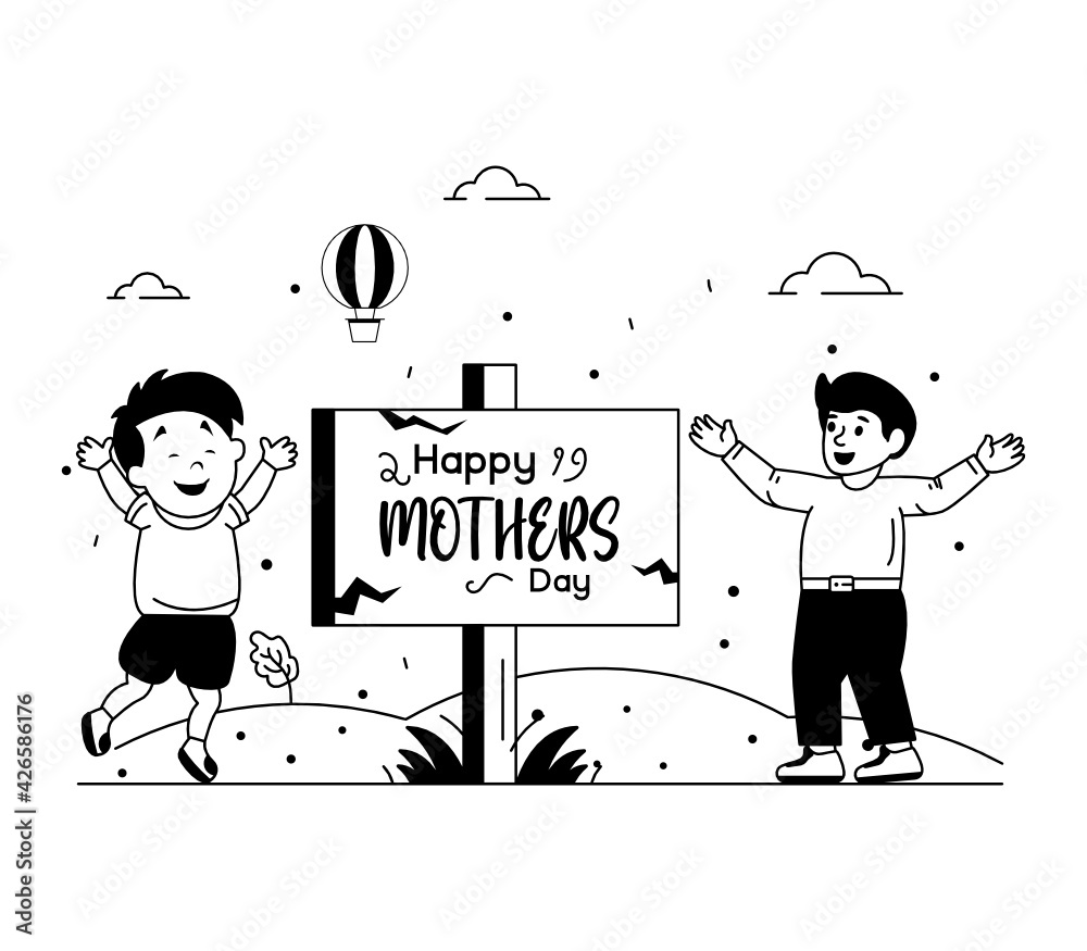 Obraz premium A mother day board in glyph line illustration