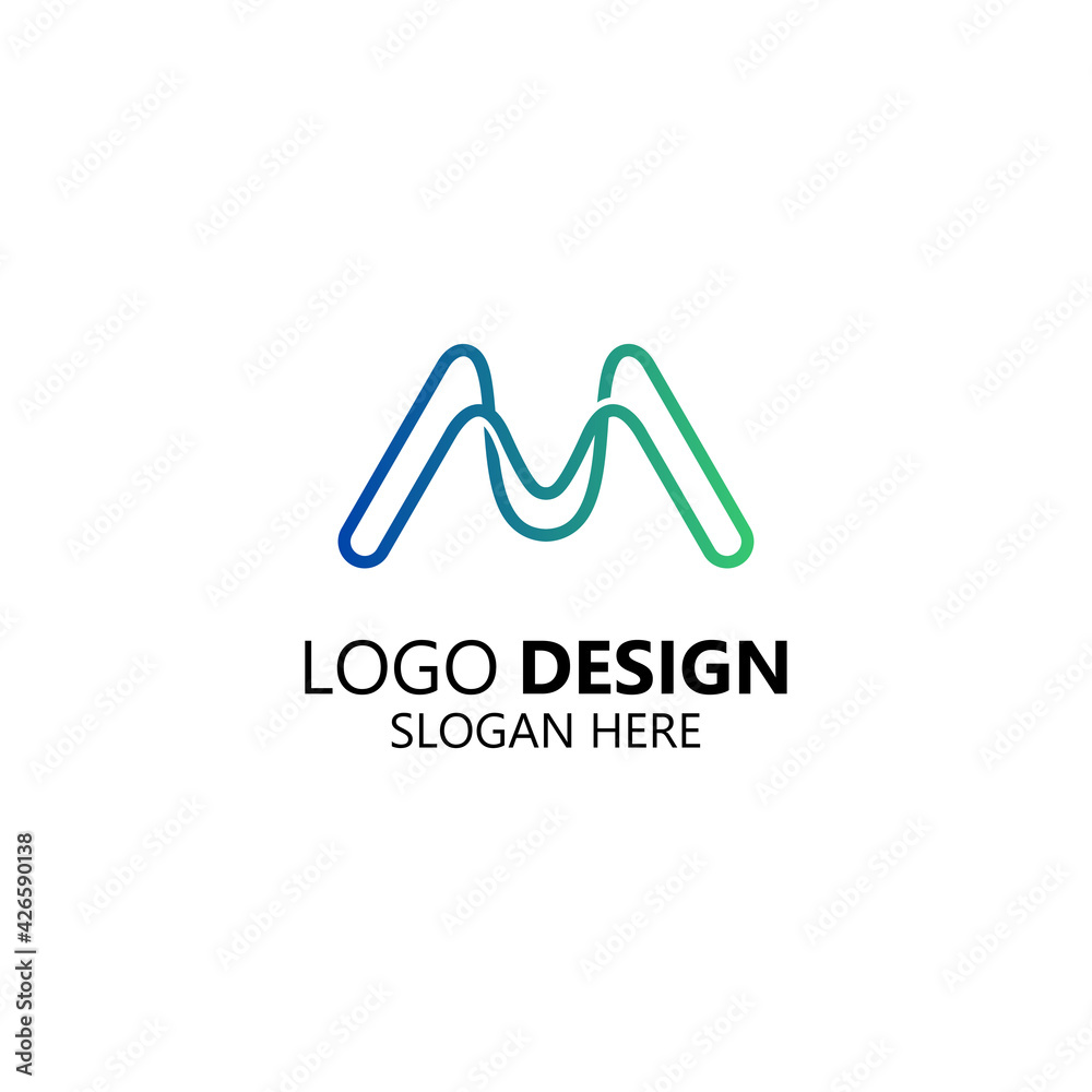 letter M for technology and business logo design