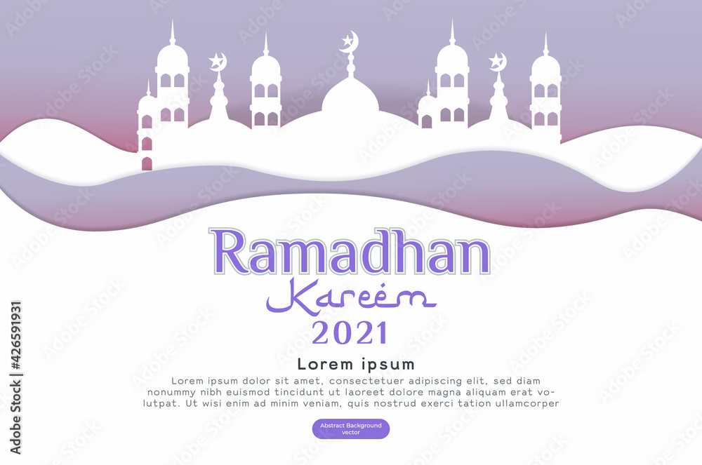 Ramadan Kareem set of posters or invitations design with 3d paper cut islamic lantern