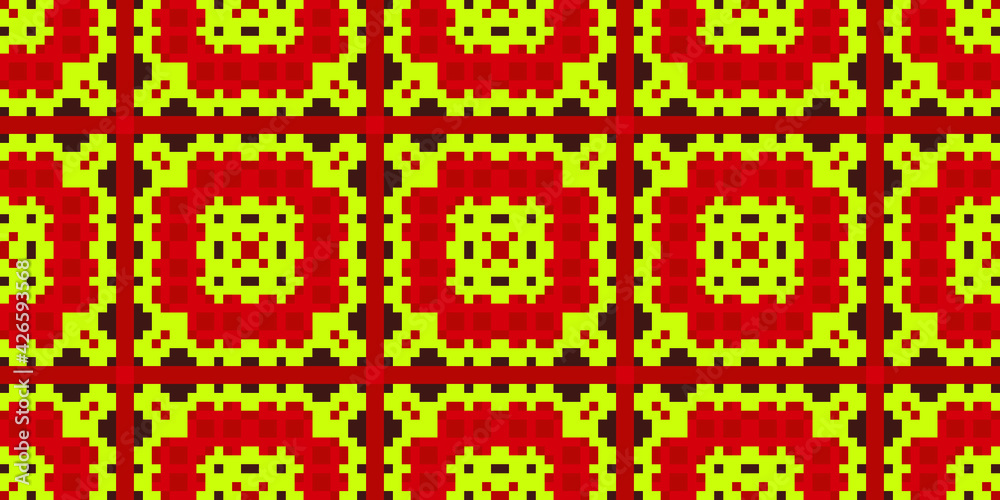Pixelate elements seamless pattern. Vector illustration