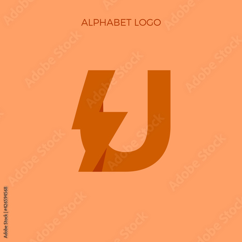 alphabet icon logo simple with thunderstorm or lightening bolt