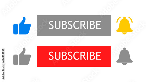 Subscribe, like and bell button. Subscribe to a channel or blog. Marketing. Vector illustration
