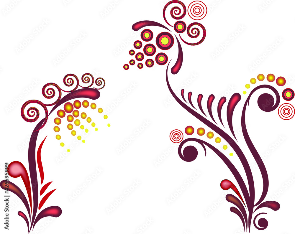 Ornamental floral branches, vector illustration