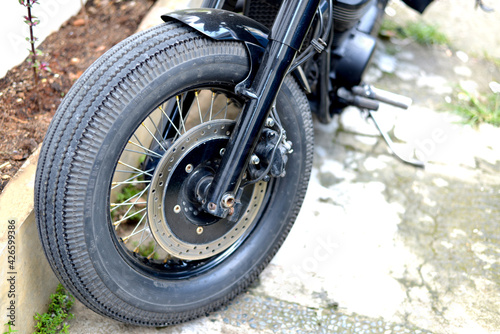 motorcycle wheel on a motorcycle