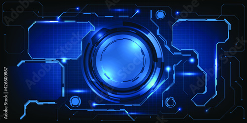 Hi tech digital technology panel with grid line digital architect futuristic style frame HUD circle and free space for text panel.Vector illustrations.