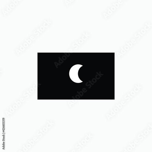 Crescent moon in sky. Space moon star astronomy Planet eclipse abstract sun dark abstrak, vector, symbol, logo, icon, sign, Illustration Minimalist.