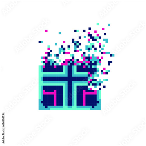 Digital Pixel dispersed filled rectange, illustration for graphic design