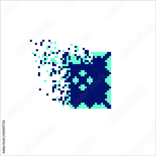 Pixel mosaic dispersed filled rectange, illustration for graphic design