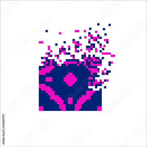 Digital Pixel dispersed filled rectange, illustration for graphic design
