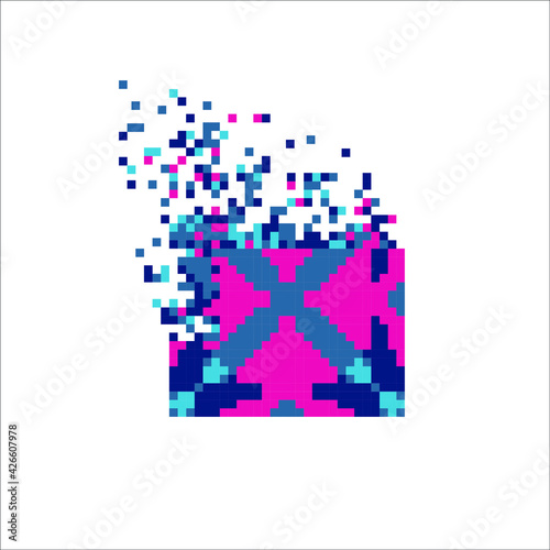 Digital Pixel dispersed filled rectange, illustration for graphic design