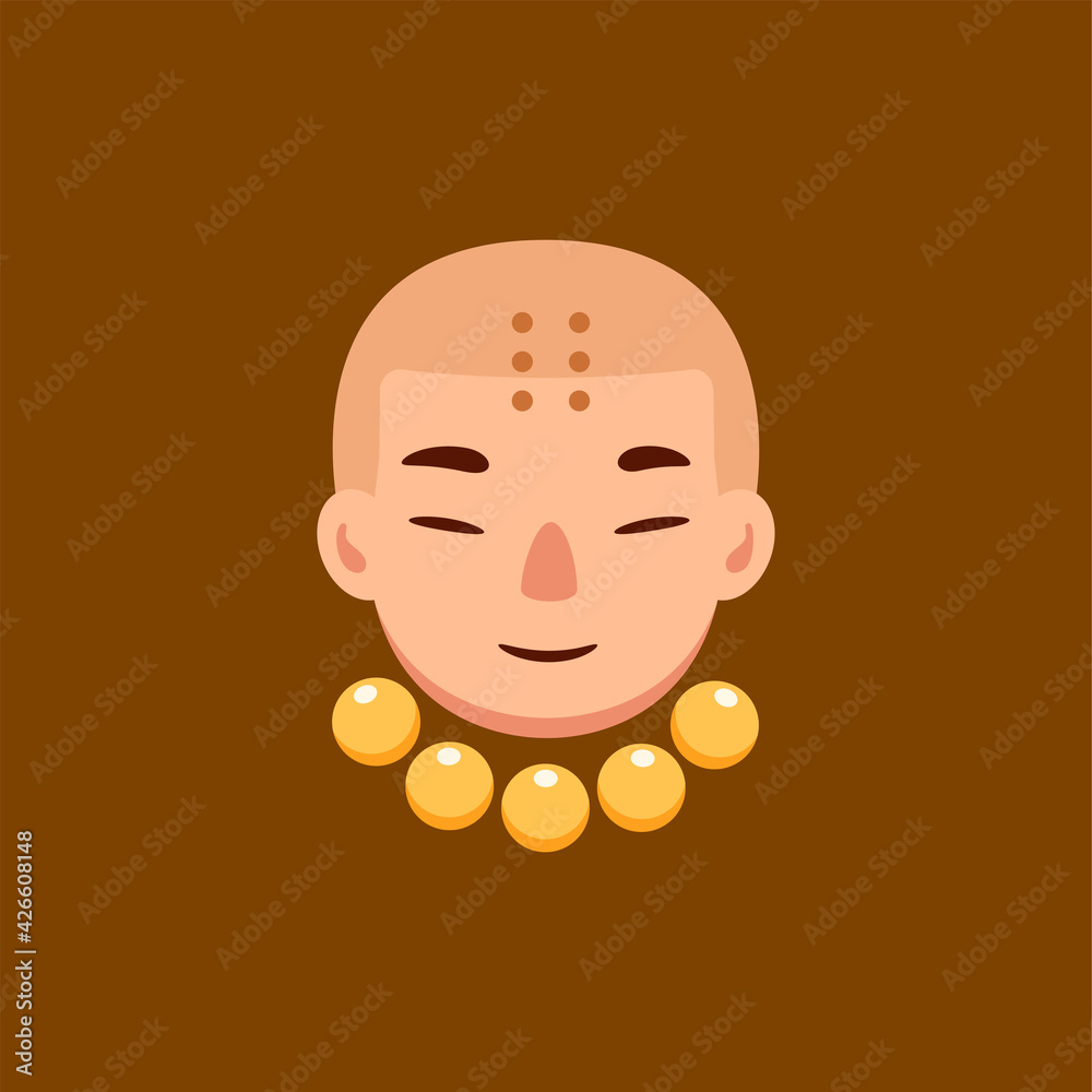 The head of the monk. Isolated Vector Illustration The head of the monk. Isolated Vector Illustration