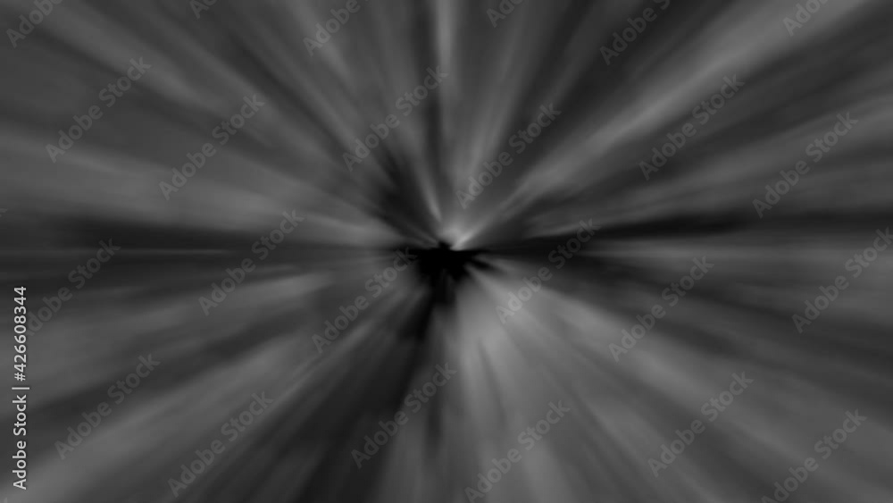 Black sun beam light from center of the screen, pulsing rays grey and white background animation.
