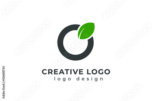 Letter O eco leaves logo icon design template elements.