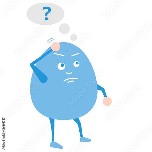Puzzled cartoon character. I don't know and understand concept. Vector question clipart. Question icon. Quiz and questionnaire banner.