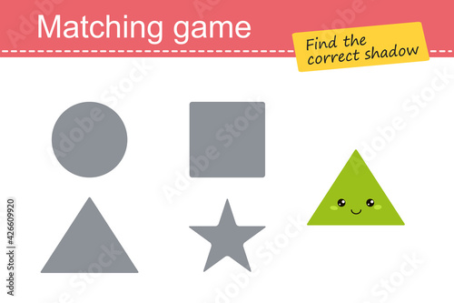 Matching game for children. Geometric shapes, triangle. Cartoon flat style Free Download Matching game for children. Geometric shapes, triangle. Cartoon flat style - GFXLoad