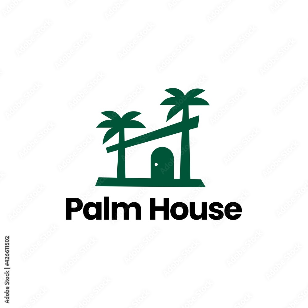 Fototapeta premium palm house tropical logo vector icon illustration