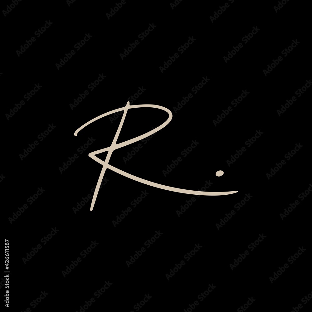 r letter mark signature handwriting logo vector icon illustration