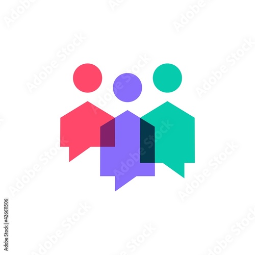 people family together human unity chat bubble logo vector icon illustration
