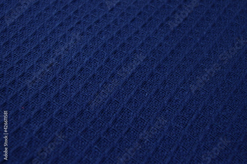 Blue waffle textile pattern material, fabric woven clothing 