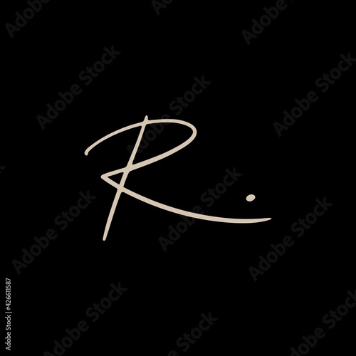 r letter mark signature handwriting logo vector icon illustration