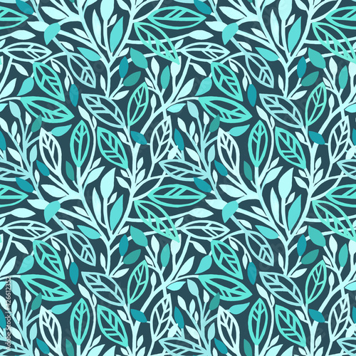 Abstract botanical seamless pattern in winter cold and light colors for design use