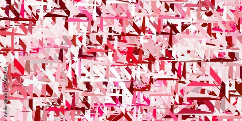 Light pink, red vector backdrop with triangles, lines.
