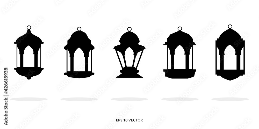 Set of Islamic Lantern Silhouette Illustration - EPS 10 Vector