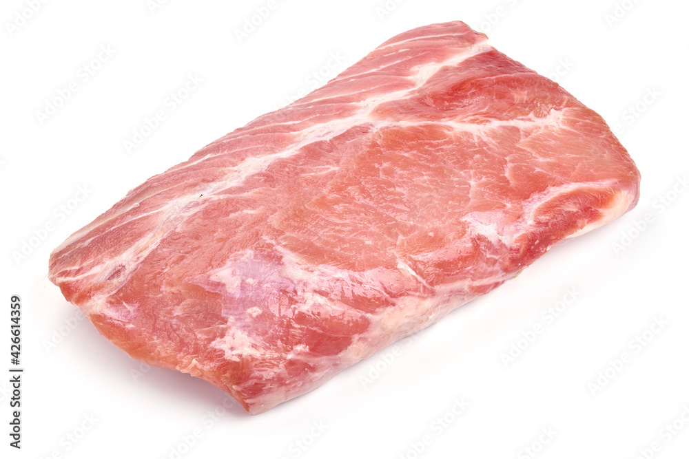 Raw pork meat, isolated on white background. High resolution image.