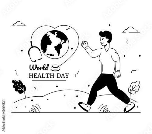
An illustration of brisk walking, health walk


