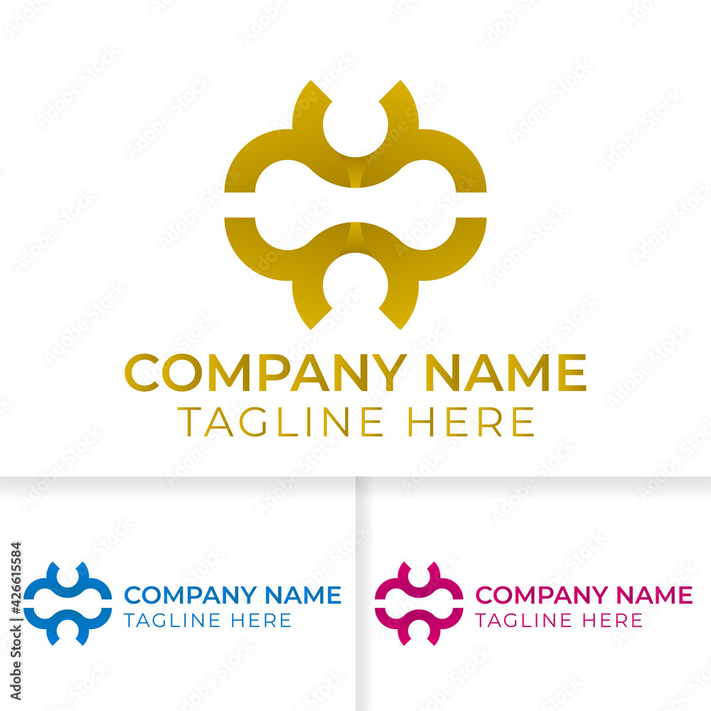 Letter CC Logo design. Unlimited logo icon with 3 concept color good for concept idea business meaning