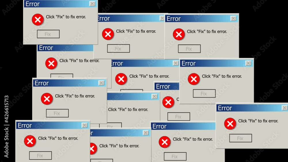 Critical Error Warning Message, Vintage pop up windows. alpha channel