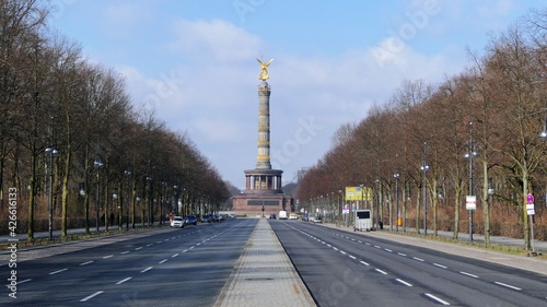 Victory Column in Berlin with the street in front, Germany