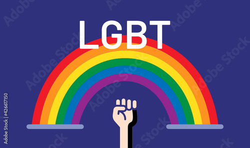 Fight for gay LGBT rights rainbow fist vector.