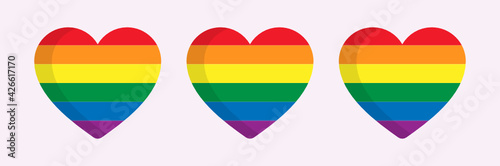 LGBT flag in heart shapes. Gay, lesbian, bisexual and transgender community sign vector illustration.