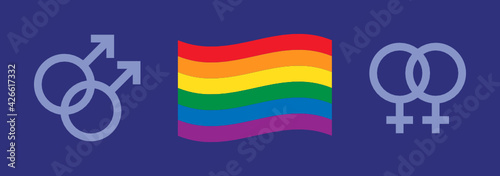 LGBT figures and heterosexual couple. Equality symbols. Love is love icon vector illustration. 