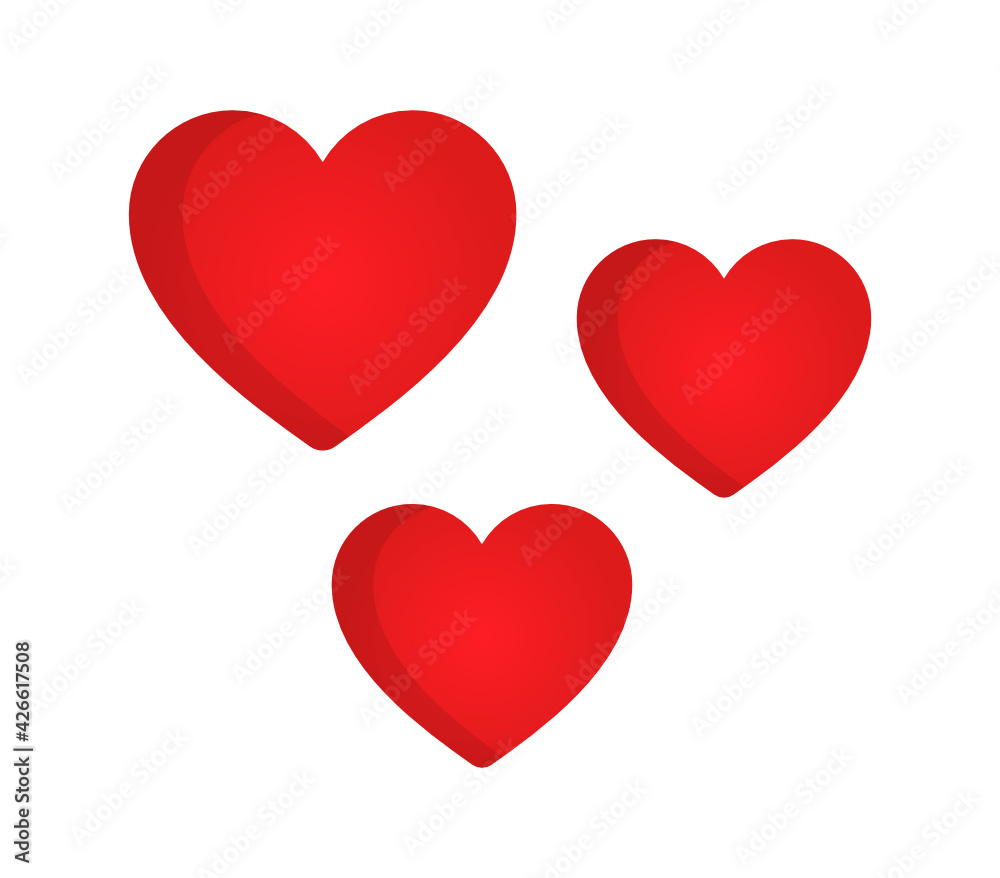 Red heart love icon design template vector.
