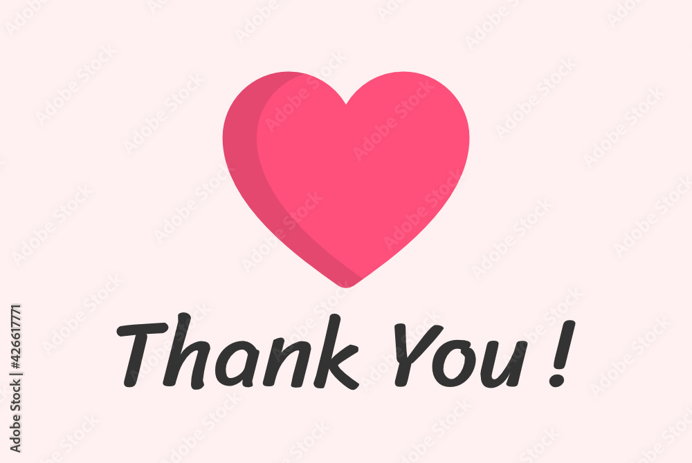 Thank You vector card with lettering and pink heart love symbol vector illustration. Thank You vector card with lettering and pink heart love symbol vector illustration.
