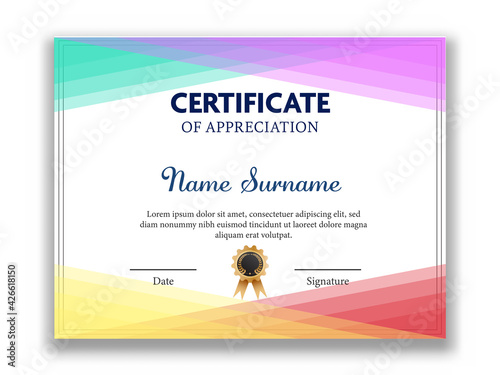 Abstract Certificate Of Appreciation Award Template Design.